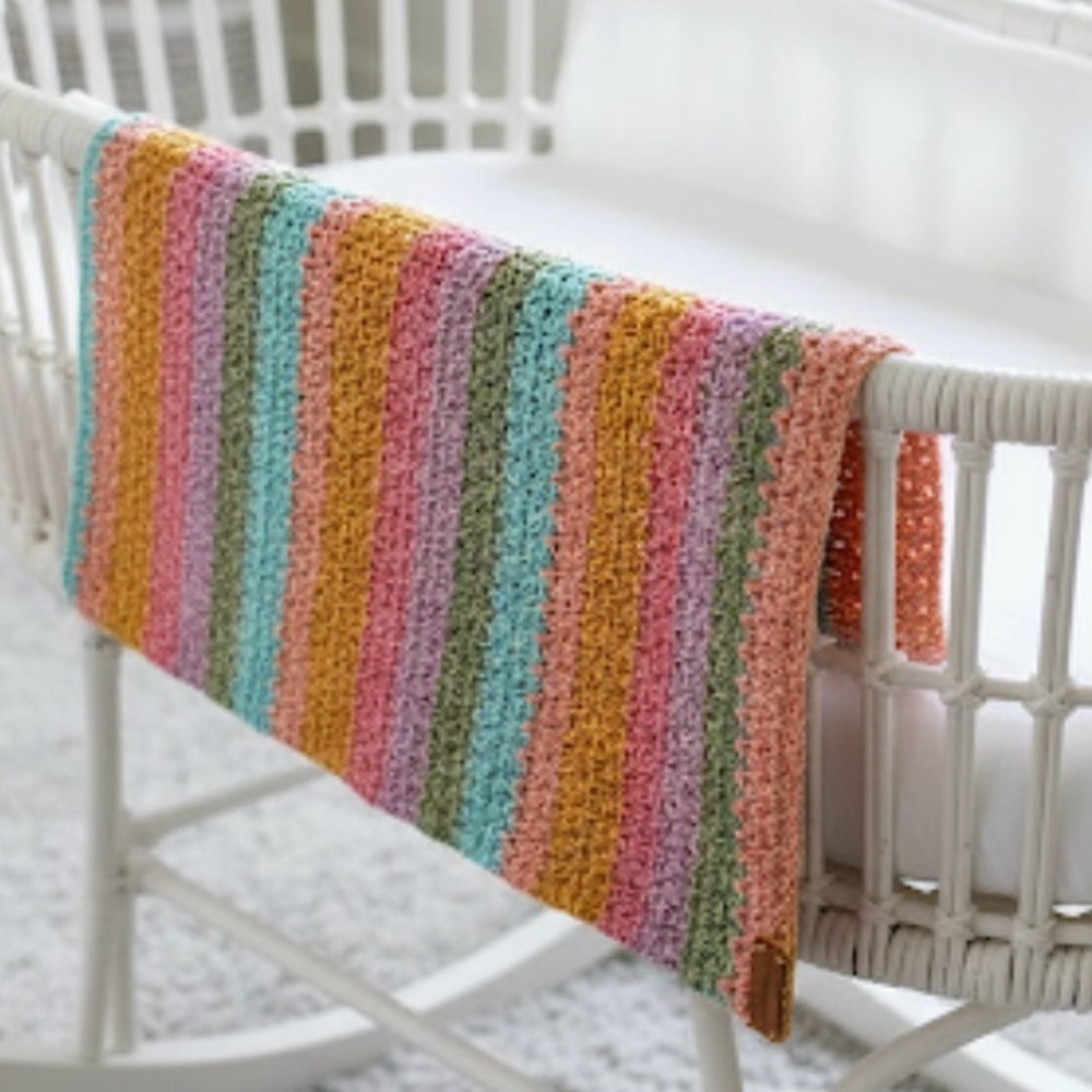 NWT Handmade Crochet Baby Blanket Striped